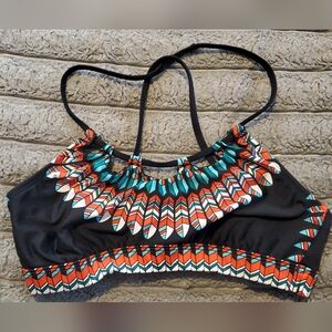 Gianni Bini Black and Multicolor Bikini Top